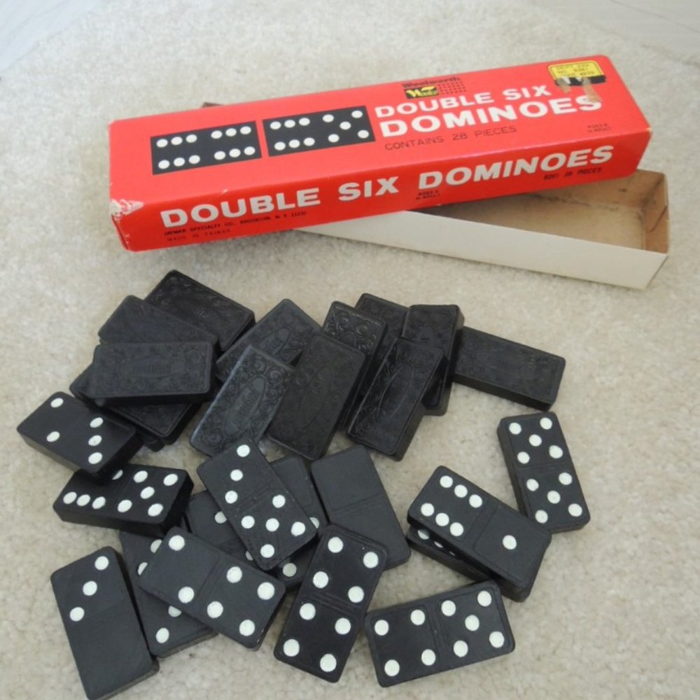 Double Six Dominoes Game Woolworths Jaymar Vtg 1950s Mid Century 28 Pc Boxed Set